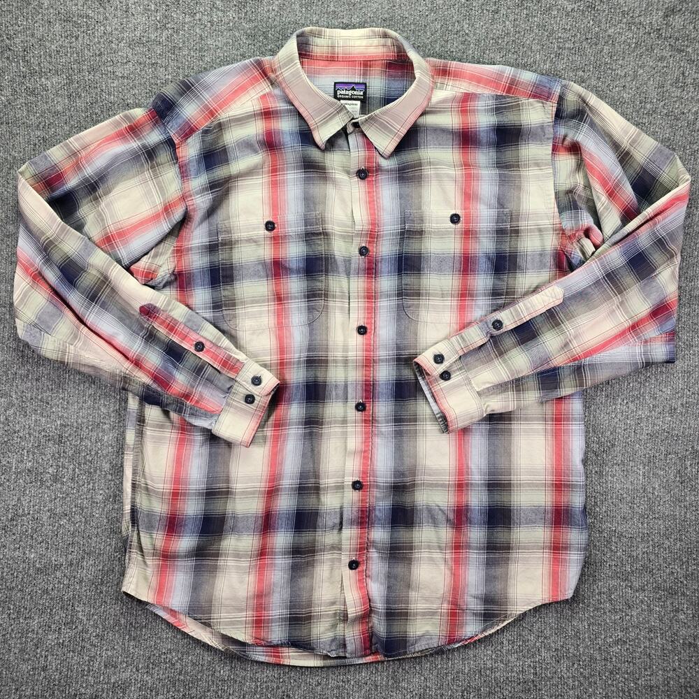 Patagonia Shirt Mens Large Plaid Button Up Cotton Long Sleeve Casual Pockets